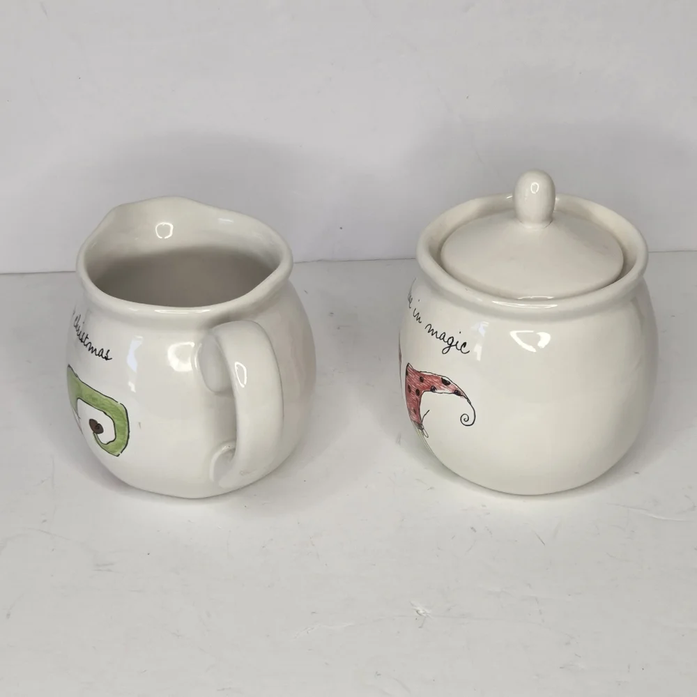 Rae Dunn Elf Feet Cream‎ And Sugar Set Christmas Kitchen Holiday Coffee Bar HTF